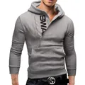 Sweat à capuche gris pour homme avec fermeture éclair latérale et design pullover - M / Gris clair