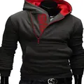 Sweat à capuche ajusté gris anthracite pour homme avec fermeture éclair latérale chic - M / gris foncé