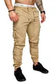 Stylish men's khaki cargo jogger pants featuring drawstring waist and side pockets - S / Khaki