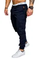 Men's navy blue cargo joggers with elastic drawstring waist and tactical side pockets - Navy Blue