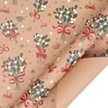 Festive mistletoe and red bow pattern on high-quality brown kraft gift wrapping paper roll - Christmas Series - Under Mistletoe