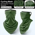 Breathable army green cycling triangle face mask with ear loops made of Lycra fabric - One Size / Army Green Mask