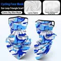 Breathable blue camouflage cycling face mask made of Lycra fabric ear-hanging scarf - One Size / Camo Sky Blue Mask