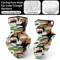 Orange camouflage cycling face mask with ear-loop design in breathable Lycra fabric - One Size / Camo Orange Yellow Mask