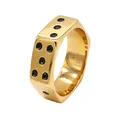 Goudkleurige titanium stalen dobbelsteen ring voor heren met zeshoek - US 7 / Goud
