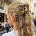 Gold metal seashell and starfish hair claw clip with size dimensions - 6.6*4.2cm / Gold Starfish Shell