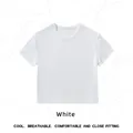 Wit dames slim-fit geribbeld kort T-shirt met korte mouwen, ronde halslijn en comfortabel - S / Wit