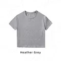 Grijs gemêleerd slim-fit cropped geribd T-shirt met korte mouwen voor dames mode - S / Gemengd Grijs