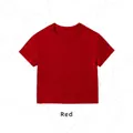 Red ribbed slim-fit short-sleeved crew neck crop top for women stylish daily wear - Burgundy
