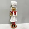 Handcrafted 38cm wooden chef nutcracker Christmas decoration with gingerbread man - Chef Gingerbread Man