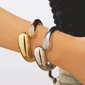 Irregular chunky gold and silver open cuff bangles with sparkling rhinestone accents - Rhinestone Gold Silver (06)