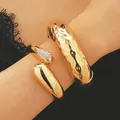 Exaggerated gold irregular hammered open bangle and rhinestone water drop cuff - Hammered Rhinestone Gold (07)