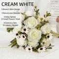 Eleganter milchweißer künstlicher Pfingstrosen und Gänseblümchen Strauß für die Deko - Creme