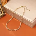Elegant gold plated titanium steel chain necklace with white enamel detail in Bohemian style - White Necklace
