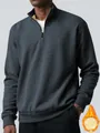 Detail des dunkelgrauen Fleece-Sweatshirts für Herren mit einem warmen Futter. - S / Dunkelgrau