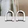 High-quality macro detail view of minimalist silver U-shaped titanium steel ear clips - Large U-shape Steel Color (Single Piece)