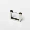 Close-up detail view of a minimalist silver square titanium steel hoop earring hinge - Square Steel Color (Single Piece)