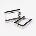 Minimalist silver rectangular titanium steel hoop earrings for women and men. - Rectangle Steel Color (Single Piece)
