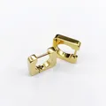 Close-up of geometric gold square hoop earrings made of titanium steel - Square (Inner Circle) Gold (Single Piece)
