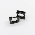 Detail view of black square titanium steel hoop earrings with polished finish - Square (Inner Circle) Black (Single Piece)