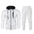 Premium men's casual white hooded sweatshirt and sweatpants two-piece tracksuit set - White