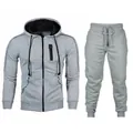 Men's casual grey tracksuit set featuring a zip-up hoodie and matching joggers - M / Light Gray