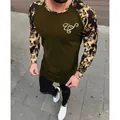 Modisches Slim Fit Herren-Langarmshirt mit goldenem Barockmuster an den Ärmeln - S / Armeegrün