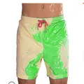 Detail of water-reactive color-changing swim trunks for men showing yellow and green - S / Khaki to Green