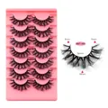 Set of 7 pairs thick D-curl wispy false eyelashes for dramatic stage makeup look - Bm7-002