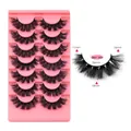 Set of 7 pairs thick D-curl dramatic messy false eyelashes for stage makeup look - Bm7-003
