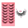 Set of 7 pairs thick flared false eyelashes D curl with 8-17mm length specification - Bm7-004