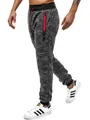 Primer plano de los joggers de hombre en gris jaspeado con bolsillo rojo con cremallera - M / Gris Oscuro