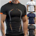 Men's quick-dry athletic compression T-shirt available in black, white, and blue - S / Black