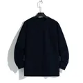 Men's navy blue crewneck sweater with textured jacquard knit pattern - Navy Blue