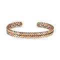 Adjustable three-tone braided wheat magnetic therapy copper cuff bracelet for women - Tri-color