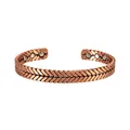 Adjustable magnetic pure copper bracelet with wheat pattern in vintage copper finish - Bronze