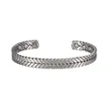 Adjustable silver-tone magnetic copper cuff bracelet with wheat-ear pattern - Antique Silver