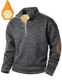 Detail van heren sweatshirt met fleece voering en halve rits voor warmte - S / donkergrijs