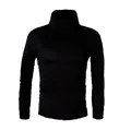 Macro view of the textured black fabric on this men's slim fit turtleneck sweater - S / Black