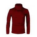 Men's slim fit turtleneck sweater in deep burgundy with long sleeves and double roll neck - Burgundy
