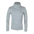 Slim fit men's turtleneck sweater in casual light gray soft knitwear for autumn - S / Light Gray