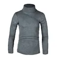 Men's slim-fit solid grey turtleneck knitted sweater for autumn and winter wear - Dark Gray