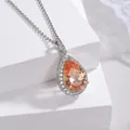 Elegant orange pear-shaped zircon pendant necklace with stainless steel link chain for women - Pendant 1.4cmx2.6cm (With 41cm-50cm Stainless Steel Chain) / Champagne