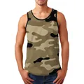 Débardeur homme imprimé camouflage 3D pour le sport et les loisirs d'été sans manches. - M / Camouflage Sable (156-2)