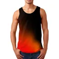 Detailed front view of men's sleeveless tank top featuring a black to orange gradient - M / Black Orange Gradient (156-13)