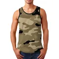 Men's athletic camouflage print tank top sleeveless shirt for summer casual gym wear - M / Sand Camouflage (156-2)