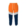 Men's tri-color blocked sweatpants with drawstring and ribbed cuffs for sports - Orange