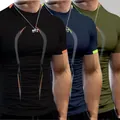Herren 3er-Pack schnelltrocknende Sport-T-Shirts in Schwarz Navy und Oliv für Training - S / Schwarz, Marineblau, Armeegrün
