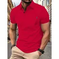 Moderner, stilvoller roter Kurzarm-Polohemd für Herren mit klassischem Reverskragen - S / Rot