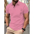 Polo pour homme rose à manches courtes avec col à revers et coupe ajustée élégante - Rose